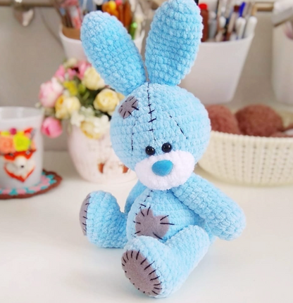 Crochet Pattern Bear and Bunny with Blue Nose