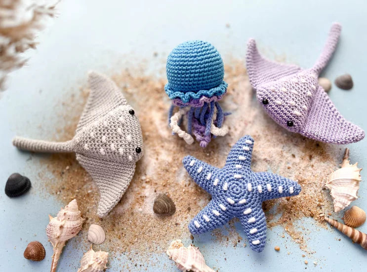 Crochet Sea Animals: Sea Horse, Jellyfish, Beluga, Whale, Starfish and Stingray