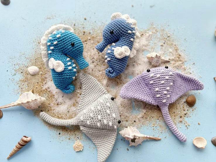 Crochet Sea Animals: Sea Horse, Jellyfish, Beluga, Whale, Starfish and Stingray