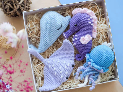 Crochet Sea Animals: Sea Horse, Jellyfish, Beluga, Whale, Starfish and Stingray