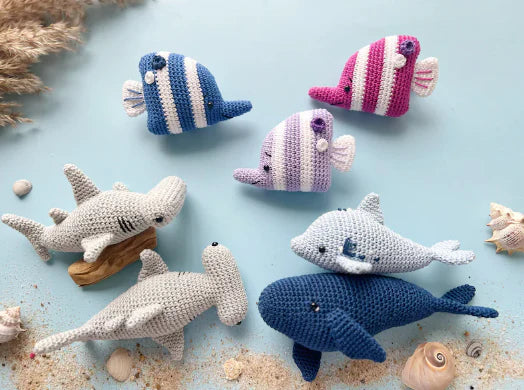 Crochet Sea Animals: Dolphin, Fish, Octopus, Turtle, Blue Whale and Hammer Shark