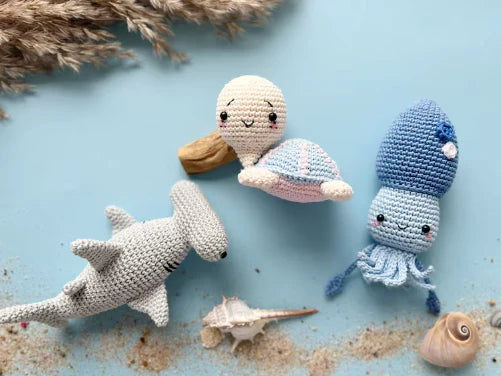 Crochet Sea Animals: Dolphin, Fish, Octopus, Turtle, Blue Whale and Hammer Shark