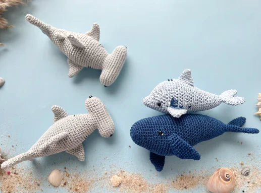 Crochet Sea Animals: Dolphin, Fish, Octopus, Turtle, Blue Whale and Hammer Shark